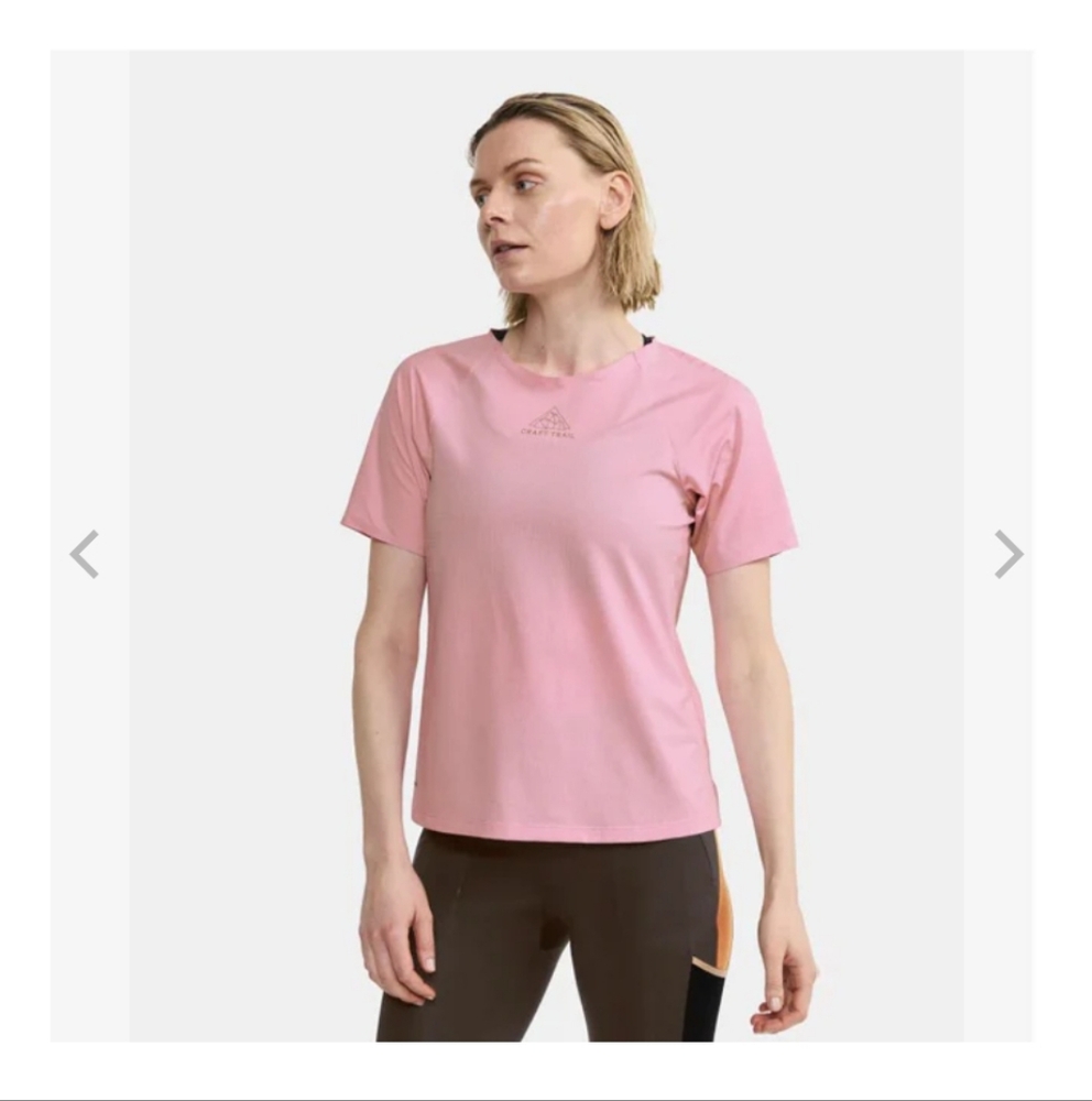 Craft Women's Pro Trail Short Sleeve Running Tshirt in Pink Size Medium